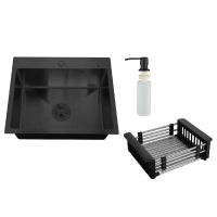 РМС мойка сталь вр. MR-5843G 3в1 (мойка+корзина раздв.+дозатор)