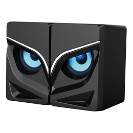 Акустика система 2.0 Qumo Rage AS005, 10 ВТ, объемное звучание, синяя подсветка (отключаемая), USB/J