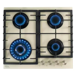 Вар.поверхность Oasis P-BSI Бежевая,стекло;WOK-конфорка,Стекло;3 комф;Решетка чугун;